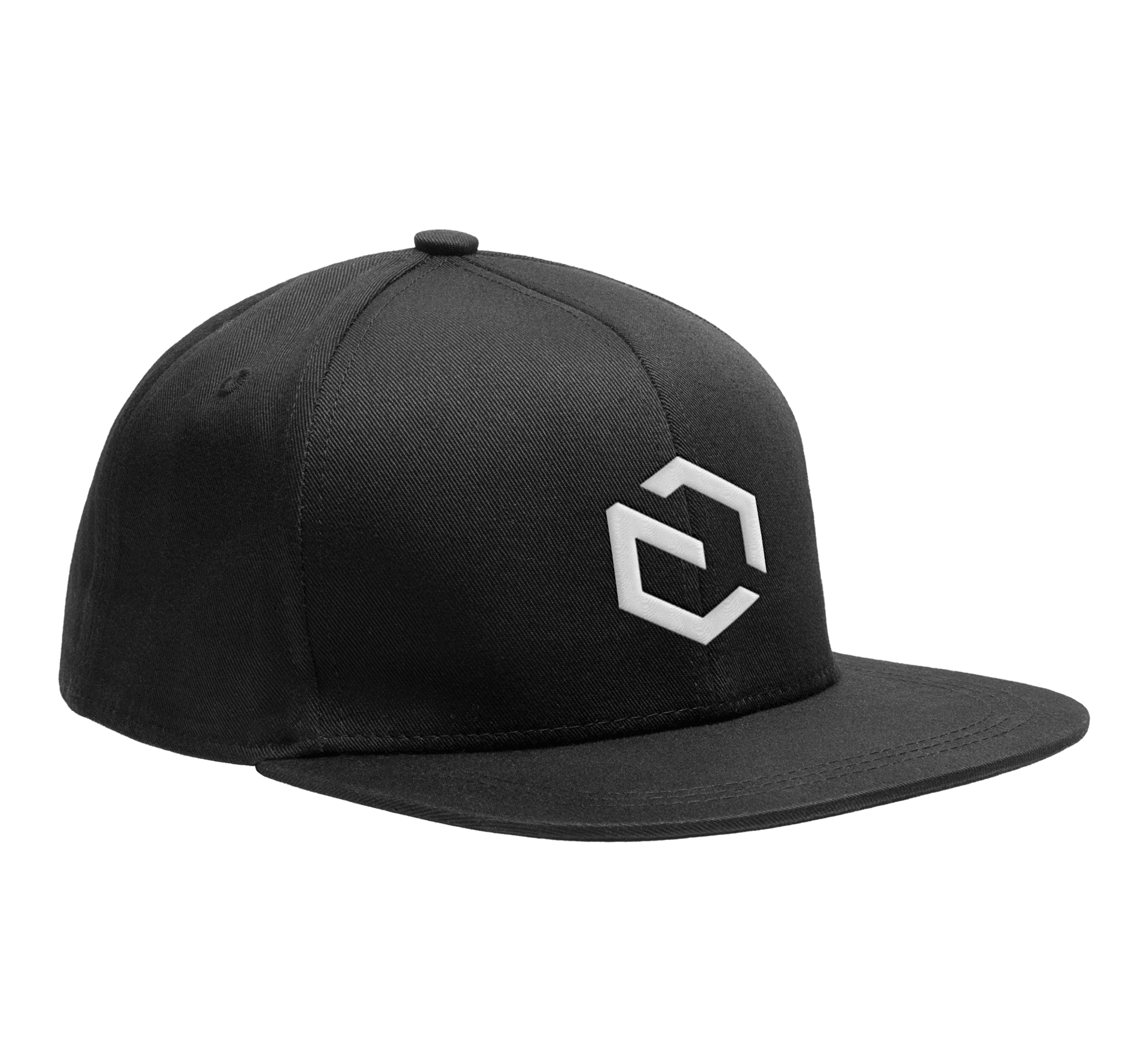 Black hat with the store logo on the front